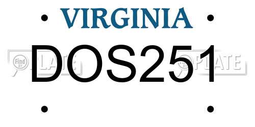 DOS251 Virginia License Plate
