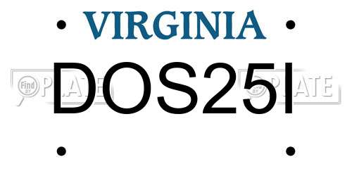DOS25I Virginia License Plate