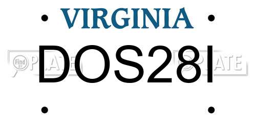 DOS28I Virginia License Plate