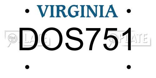 DOS751 Virginia License Plate