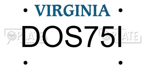DOS75I Virginia License Plate