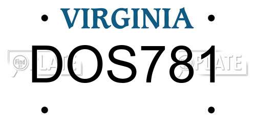 DOS781 Virginia License Plate