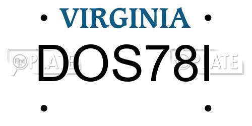 DOS78I Virginia License Plate