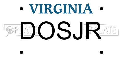 DOSJR Virginia License Plate