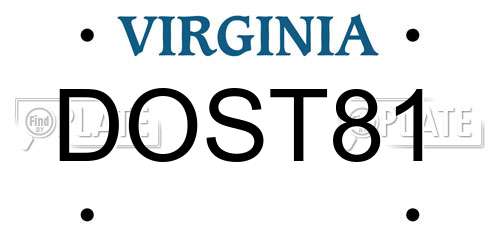 DOST81 Virginia License Plate