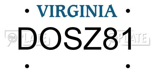 DOSZ81 Virginia License Plate