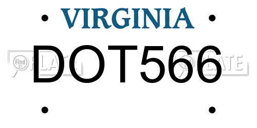 DOT566 Virginia License Plate