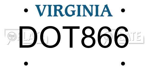 DOT866 Virginia License Plate