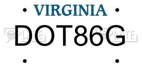 DOT86G Virginia License Plate