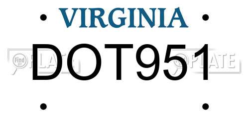 DOT951 Virginia License Plate