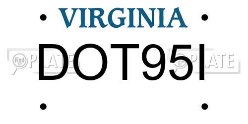 DOT95I Virginia License Plate