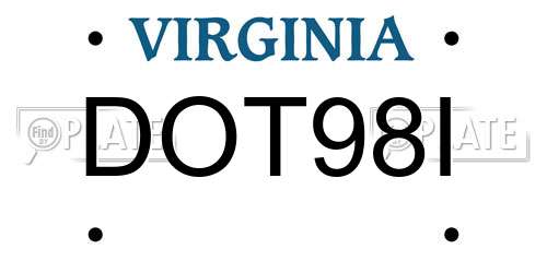 DOT98I Virginia License Plate