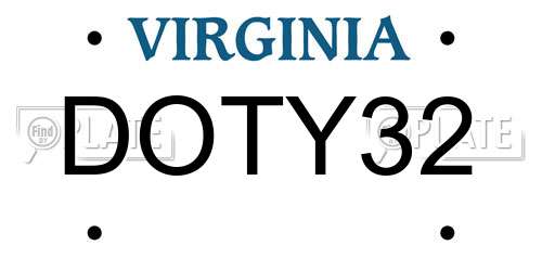 DOTY32 Virginia License Plate