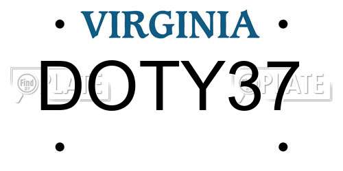 DOTY37 Virginia License Plate