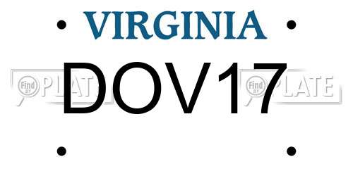 DOV17 Virginia License Plate