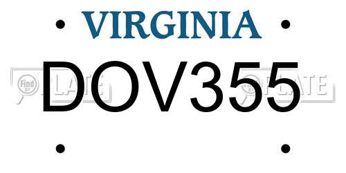 DOV355 Virginia License Plate