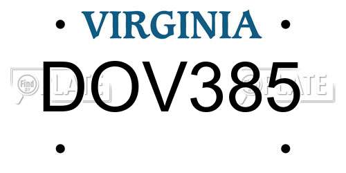DOV385 Virginia License Plate