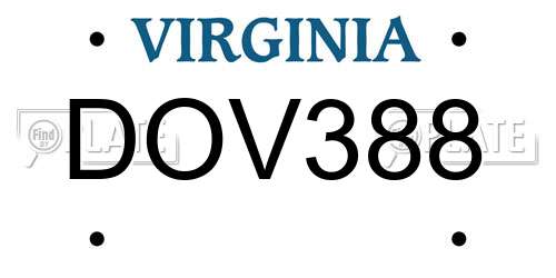 DOV388 Virginia License Plate