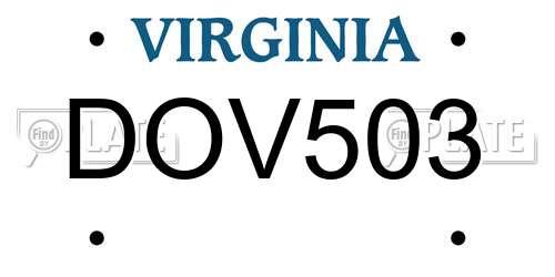DOV503 Virginia License Plate