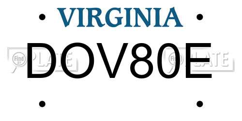 DOV80E Virginia License Plate