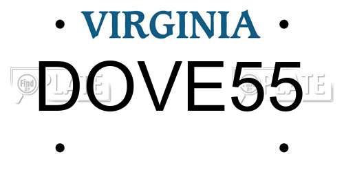 DOVE55 Virginia License Plate