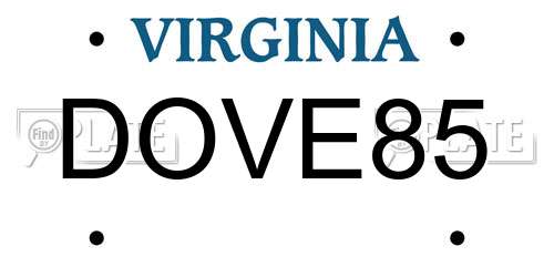 DOVE85 Virginia License Plate