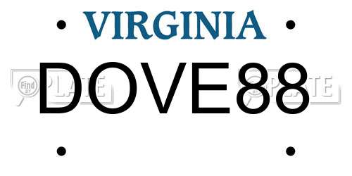 DOVE88 Virginia License Plate