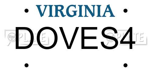 DOVES4 Virginia License Plate
