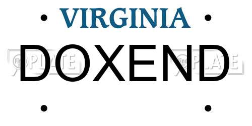 DOXEND Virginia License Plate