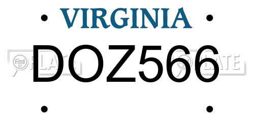 DOZ566 Virginia License Plate