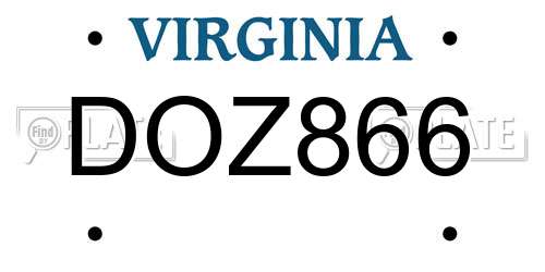 DOZ866 Virginia License Plate