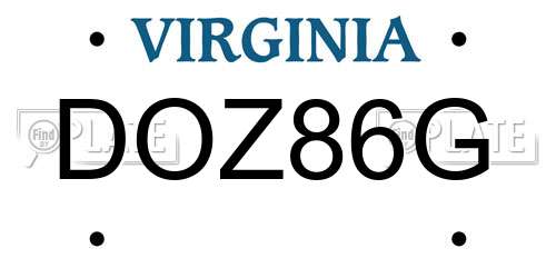 DOZ86G Virginia License Plate