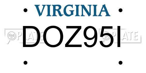 DOZ95I Virginia License Plate