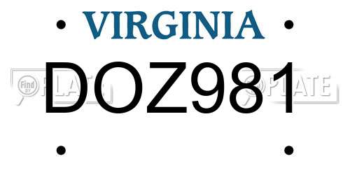 DOZ981 Virginia License Plate