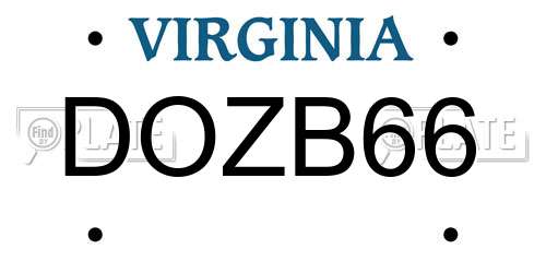 DOZB66 Virginia License Plate