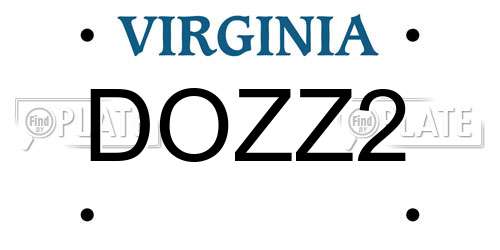 DOZZ2 Virginia License Plate