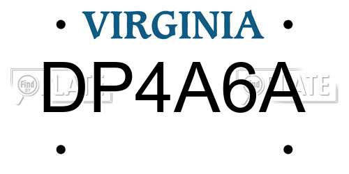 DP4A6A Virginia License Plate