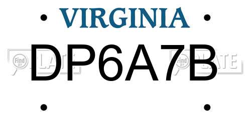 DP6A7B Virginia License Plate