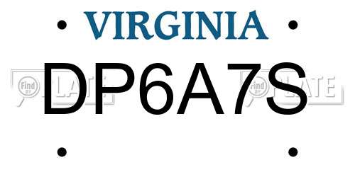 DP6A7S Virginia License Plate