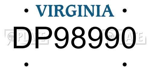 DP98990 Virginia License Plate