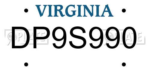 DP9S990 Virginia License Plate