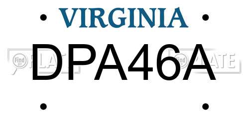 DPA46A Virginia License Plate