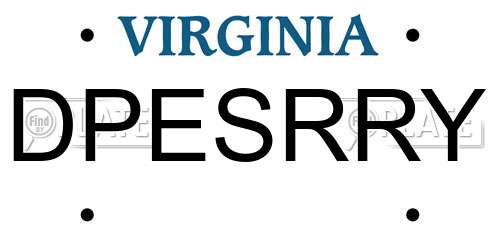 DPESRRY Virginia License Plate
