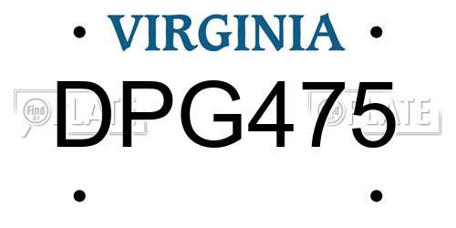 DPG475 Virginia License Plate
