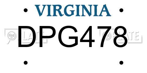 DPG478 Virginia License Plate