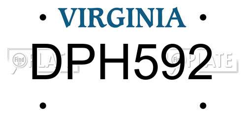 DPH592 Virginia License Plate