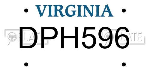 DPH596 Virginia License Plate