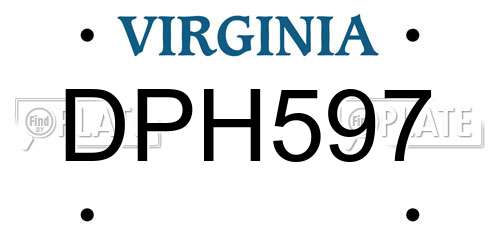 DPH597 Virginia License Plate