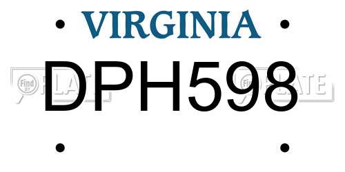 DPH598 Virginia License Plate