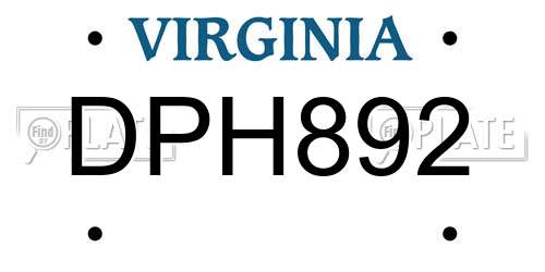 DPH892 Virginia License Plate